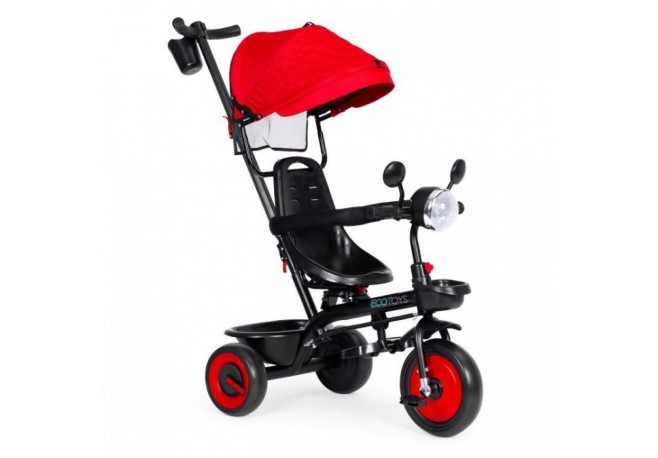 Tricicleta 3 in 1 pentru copii scaun rotativ 360 roti din spuma EVA Ecotoys WQL-066-51 - Rosu
