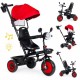 Tricicleta 3 in 1 pentru copii scaun rotativ 360 roti din spuma EVA Ecotoys WQL-066-51 - Rosu