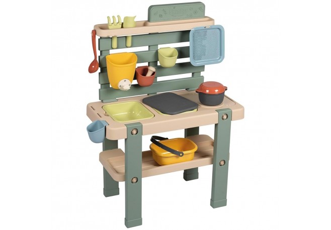 Bucatarie Smoby Mud Kitchen cu 15 accesorii