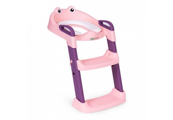Reductor toaleta cu scara pentru copii Ecotoys PP8001 - Roz