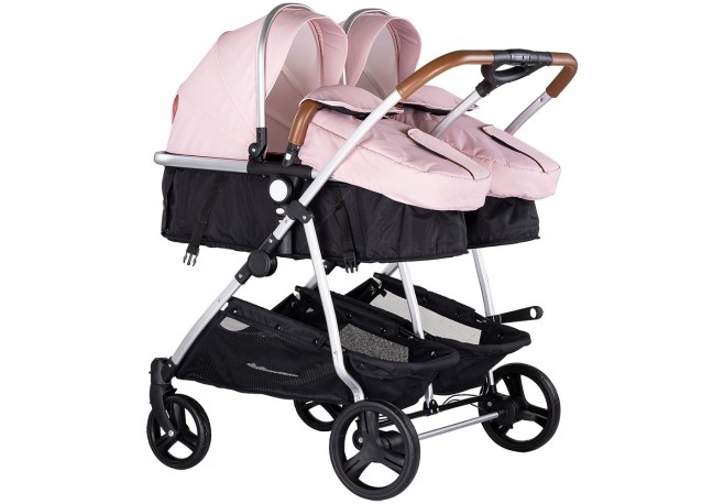 Carucior gemeni Chipolino Duo Smart 3 in 1 pink marshmallow