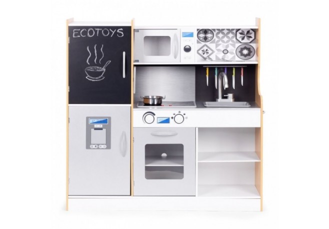 Bucatarie din lemn pentru copii cu accesorii 90.3 x 31 x 90 cm Ecotoys TL053001