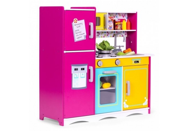 Bucatarie din lemn pentru copii cu accesorii 92 x 29.5 x 83 cm Ecotoys TL40027