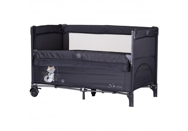 Patut pliabil Chipolino Relax anthracite cu laterala culisanta