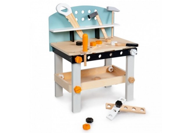 Banc de lucru din lemn pentru copii cu 38 accesorii Ecotoys 1178