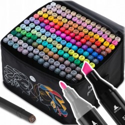 Set de 168 markere colorate cu alcool varf dublu Nukido NK-914