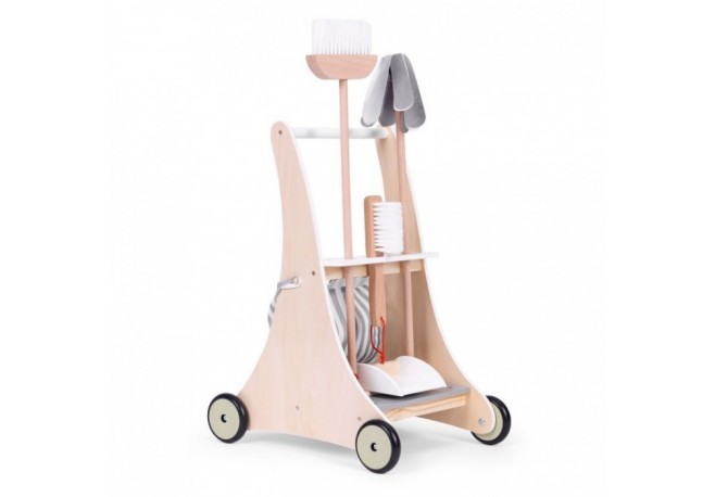Antemergator din lemn cu aspirator si elemente pentru curatenie Ecotoys W10D200B