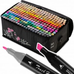 Set de 262 markere colorate cu alcool varf dublu Nukido NK-915