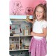 Casuta de papusi din lemn cu 3 etaje mobilier inclus 60 x 24 x 70 cm Ricokids RK-878 - Albastru deschis