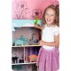 Casuta de papusi din lemn cu 3 etaje mobilier inclus 60 x 24 x 70 cm Ricokids RK-878 - Roz