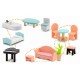 Casuta de papusi din lemn cu 3 etaje mobilier inclus 60 x 24 x 70 cm Ricokids RK-878 - Roz