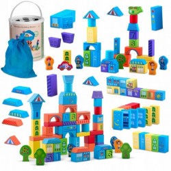 Set educational cu blocuri din lemn 100 bucati Ricokids RK-871 - Orasel