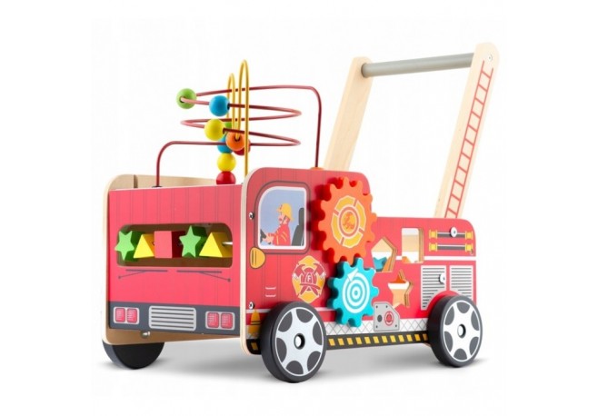 Antemergator din lemn tip masina de pompieri si diverse activitati 48 x 27.5 x 40.5 cm Ricokids RK-873