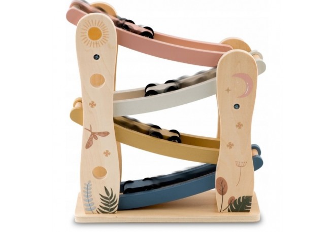 Rampa din lemn cu 4 masinute incluse 25.5 x 9 x 30 cm Nukido NK-855