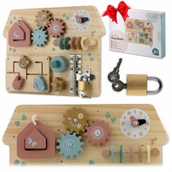 Tabla educationala din lemn cu diverse activitati 32.5 x 24 cm Nukido NK-859