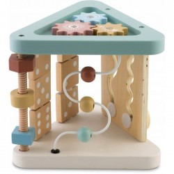 Triunghi educational din lemn cu diverse activitati 18.5 x 17 cm Nukido NK-860