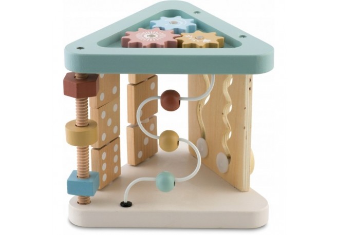 Triunghi educational din lemn cu diverse activitati 18.5 x 17 cm Nukido NK-860