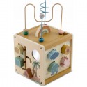 Cub educational din lemn cu diverse activitati 15.5 x 17 cm Nukido NK-861
