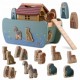 Jucarie educativa Arca lui Noe din lemn cu animalute 17.5 x 13.5 x 20 cm Nukido NK-862