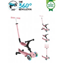 Trotineta Globber Go-Up 3 in 1 Active Eco rotire 360 roz pal