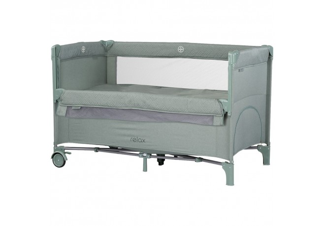 Patut pliabil Chipolino Relax basil linen cu laterala culisanta