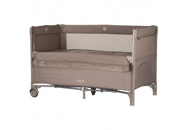 Patut pliabil Chipolino Relax tiramisu linen cu laterala culisanta