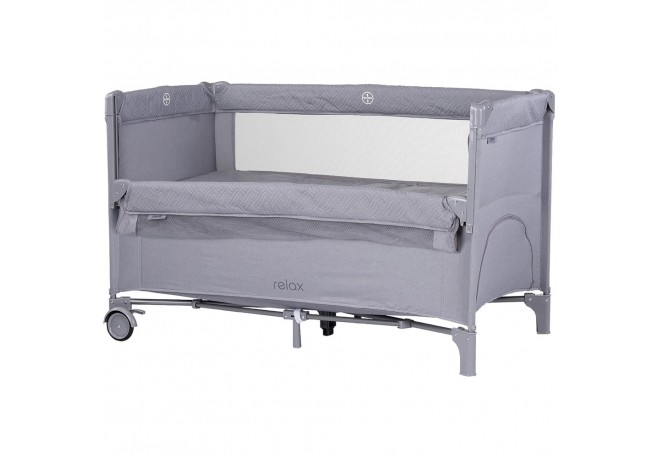 Patut pliabil Chipolino Relax cloud linen cu laterala culisanta