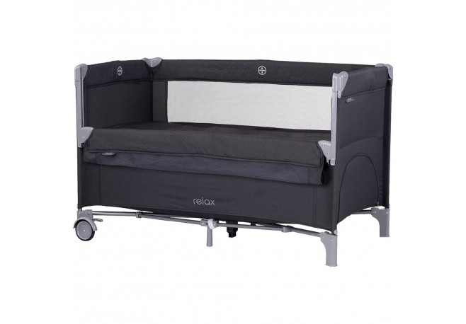 Patut pliabil Chipolino Relax anthracite linen cu laterala culisanta