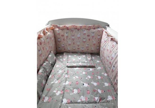 Lenjerie Dancing Bunny Gray-Pink 4+1 piese 120x60 cm