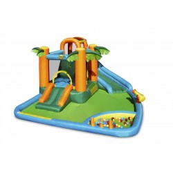 Saltea gonflabila Oasis 7 in 1 cu loc de joaca cu bile tun cu apa spatiu de catarat doua tobogane 30 bile plastic inlcuse
