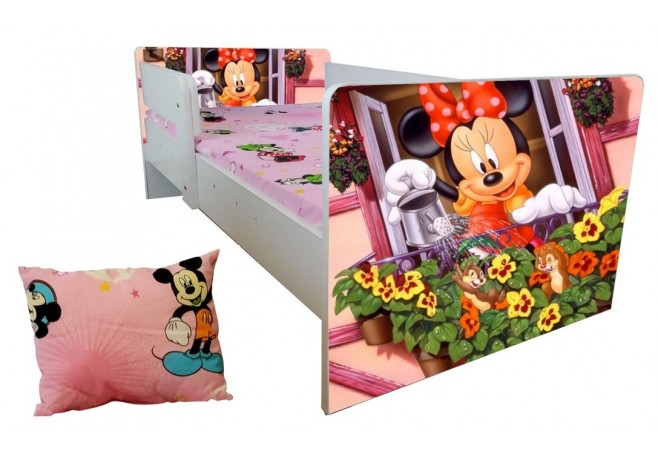Pat tineret Minnie 2-9 ani ,saltea si pernuta cadou