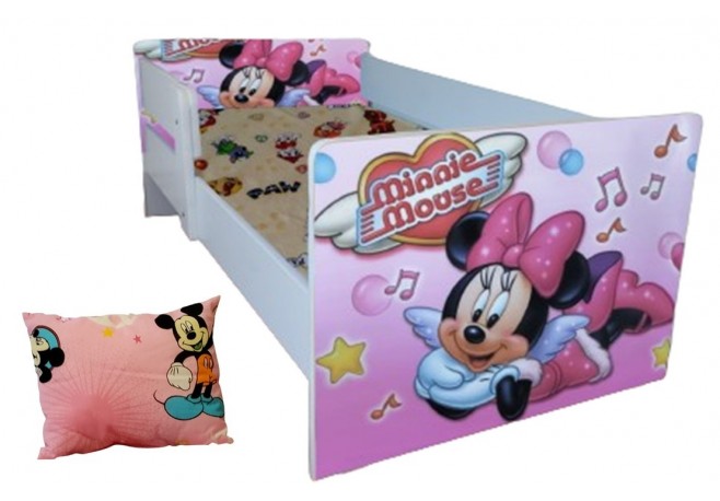 Pat tineret Minnie  muzica 2-9 ani ,saltea si pernuta cadou