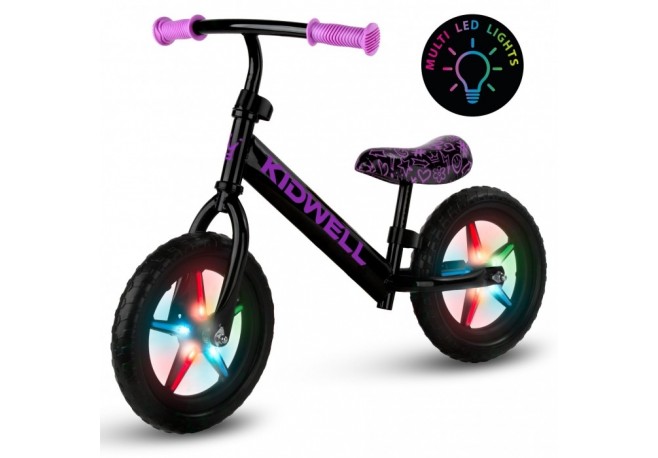 Bicicleta fara pedale cu LED Kidwell REBEL - Neon Pink
