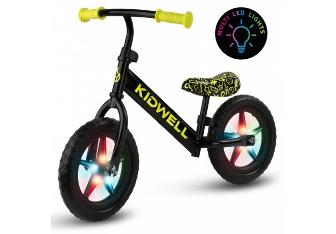 Bicicleta fara pedale cu LED Kidwell REBEL - Neon Yellow