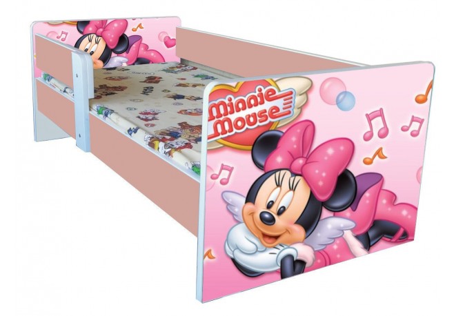 Pat tineret Minnie muzica alb-roz ,saltea cadou
