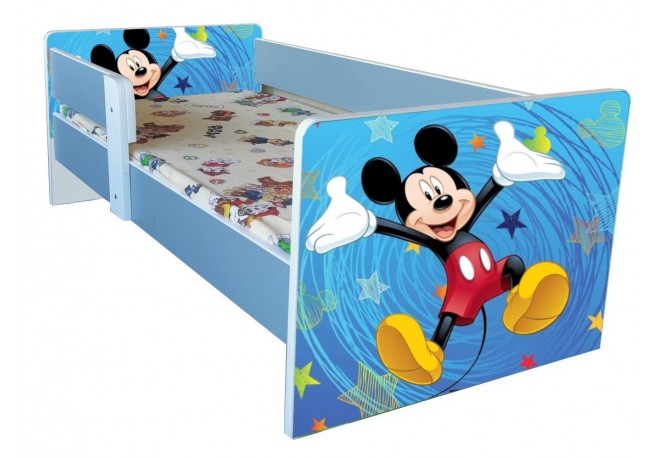Pat tineret Mickey 2-9 ani,alb-albastru ,saltea cadou
