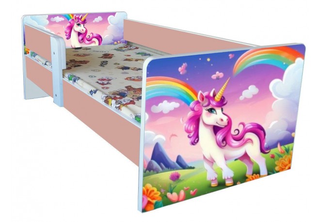 Pat tineret Unicorn alb -roz ,saltea cadou