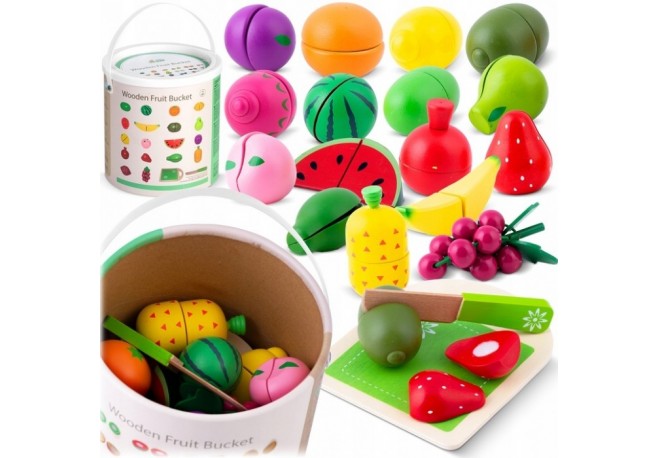 Set de legume din lemn cu velcro 18 elemente Ricokids RK-872