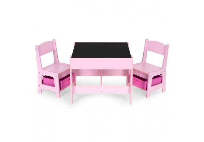 Set de masa cu doua scaune pentru copii Ecotoys ZKC-1B - Roz