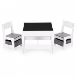 Set de masa cu doua scaune pentru copii Ecotoys ZKC-1A - Alb-Gri