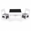 Set de masa cu doua scaune pentru copii Ecotoys ZKC-1A - Alb-Gri
