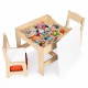 Set de masa cu doua scaune pentru copii Ecotoys ZKC-1C - Natur