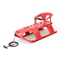 Sanie Bezzy rosie cu scaun ergonomic pentru copii sina alunecare din otel87x45x26cm