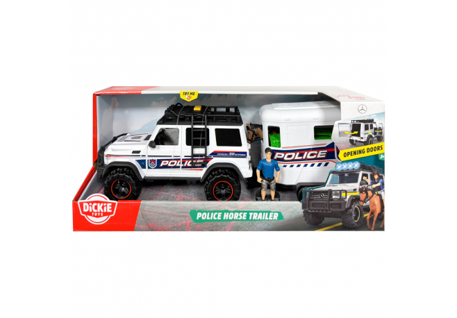 Masina Dickie Toys Police Horse Trailer 40 cm cu lumini si sunete