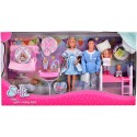 Set Simba Steffi Love Family Happy Pijamas Party 29 cm cu 4 papusi 1 caine si accesorii