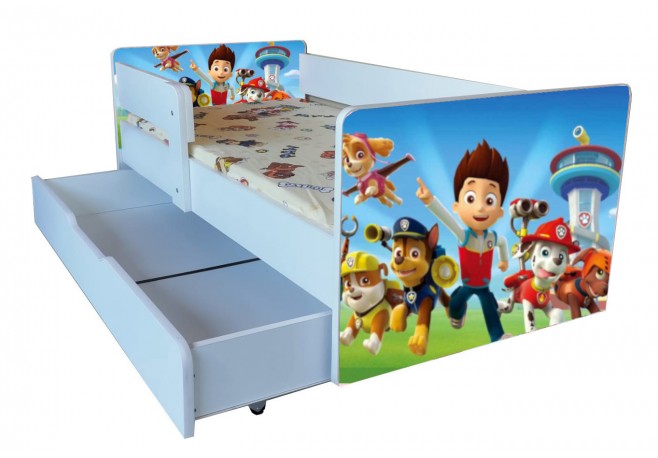 Pat Patrula Catelusilor cu sertar 2-9 ani ,saltea si husa cadou