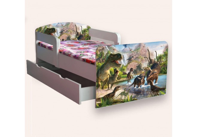 Pat copii Dino,saltea cadou ,sertar