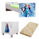 Pat fetite cu saltea si noptiera Frozen
