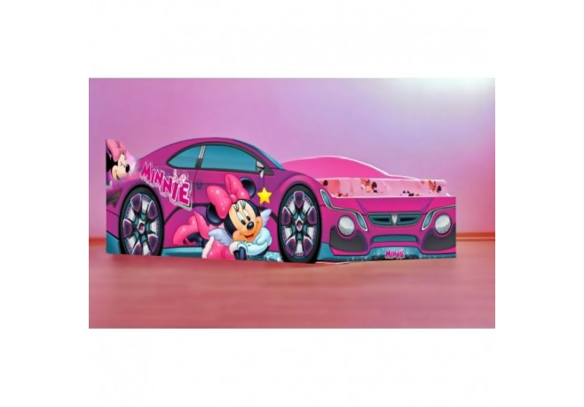 Pat masina fetite  Minnie 2 cu saltea inclusa