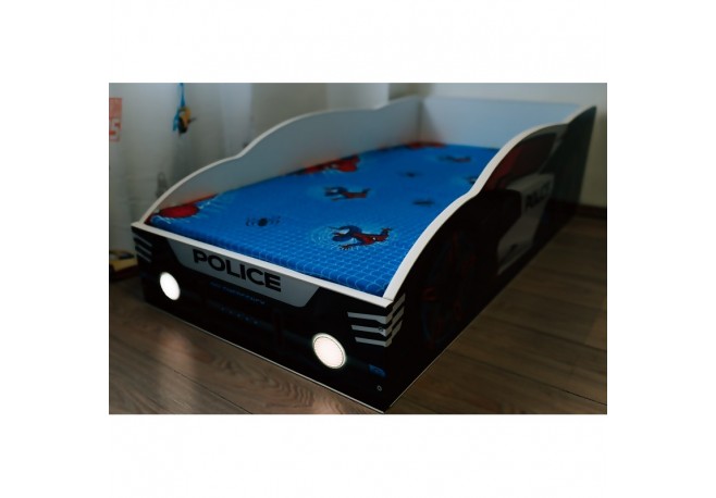 Pat masina police cu lumini ,saltea inclusa